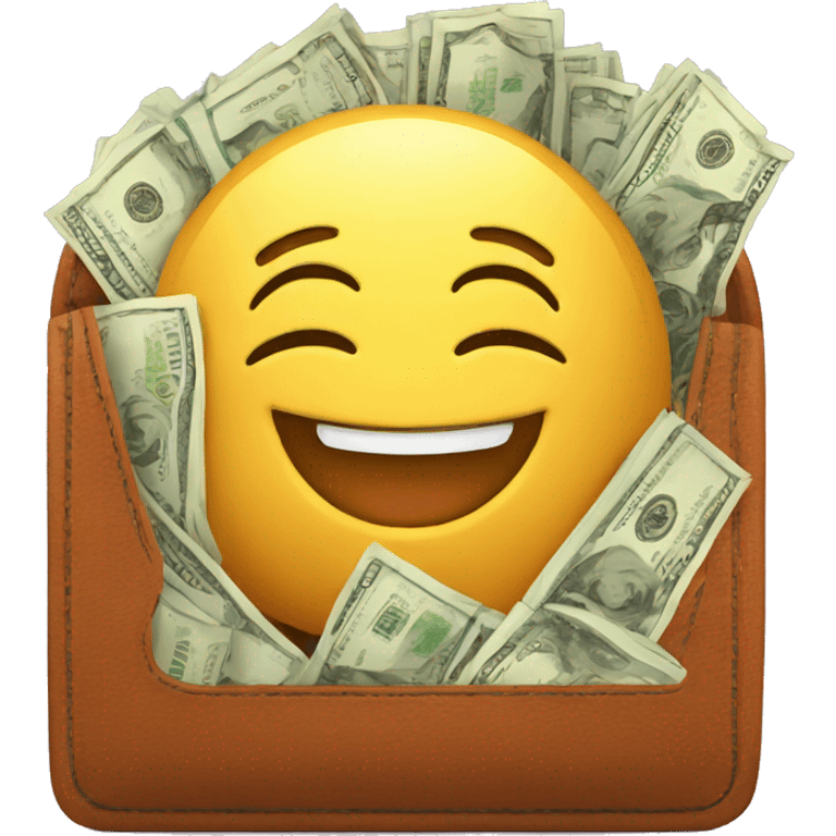 full of money wallet with happy emotion emoji