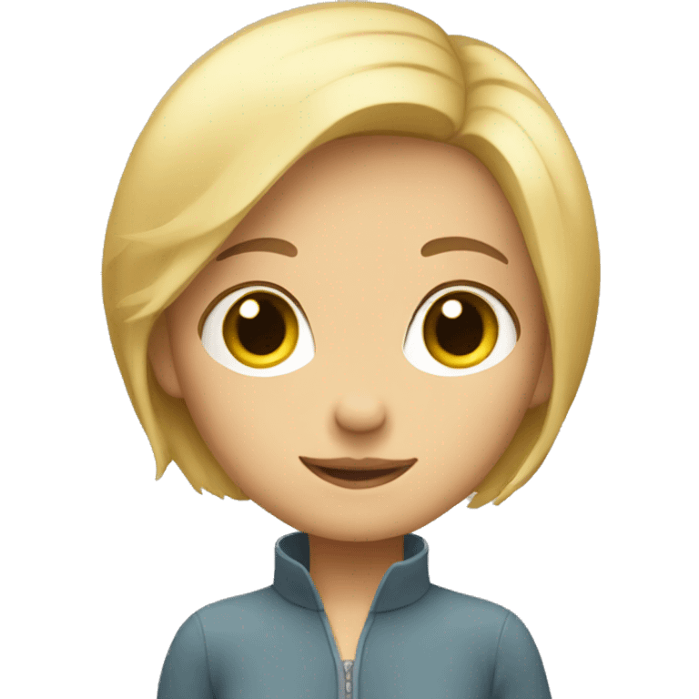 Blonde girl with short hair hugs emoji