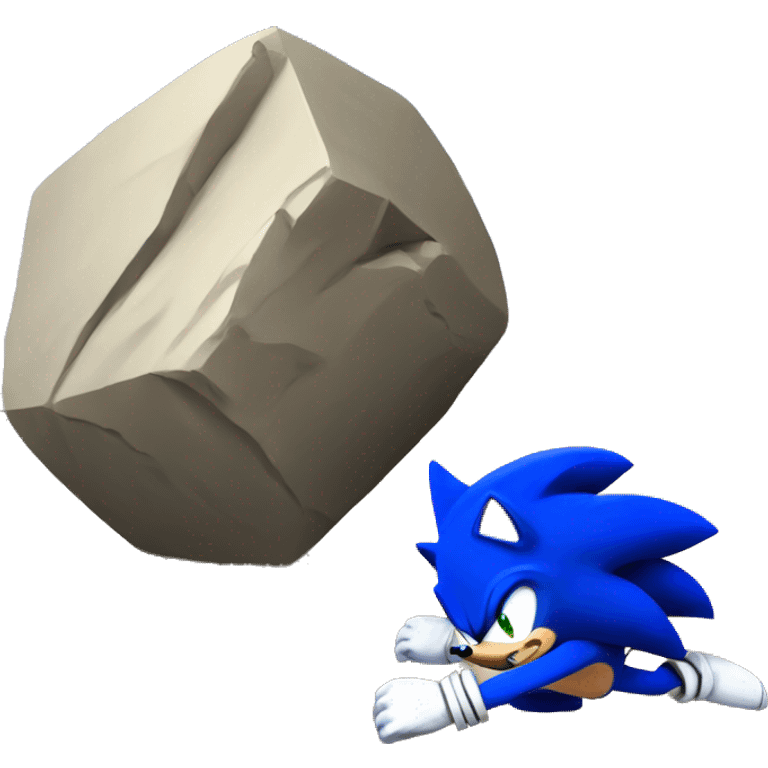 Sonic The Hedgehog being crushed by a boulder   emoji