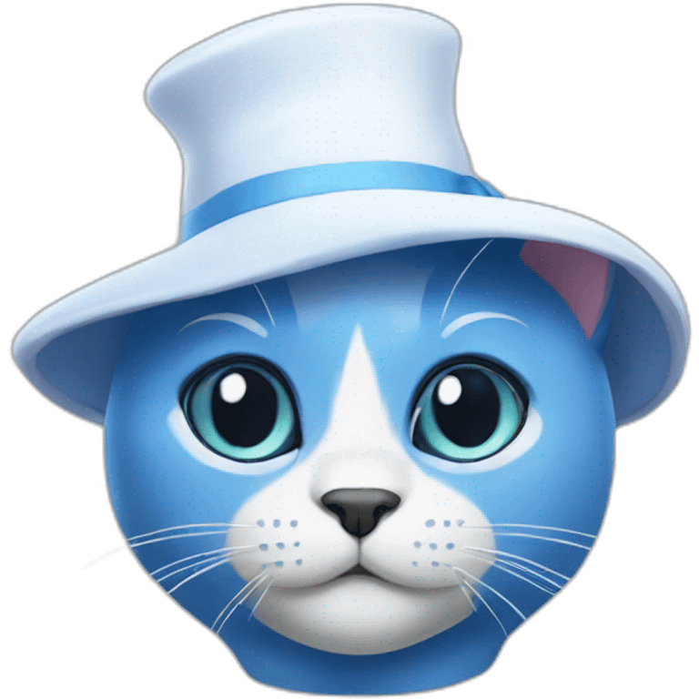 Blue cat with a white hat emoji