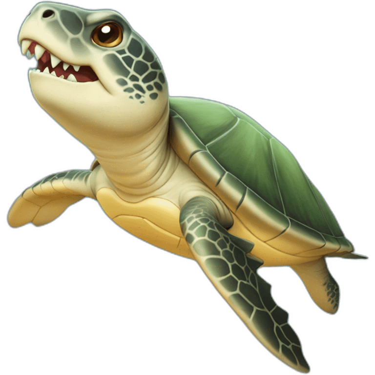 Tortue sur un requin emoji