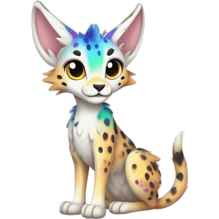 Cute Kawaii Epic Ethereal Sparkly Colorful Sergal-Serval-Vernid full body emoji