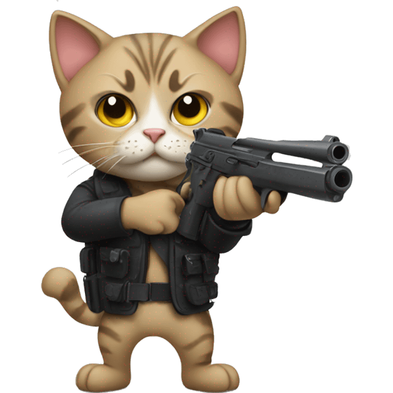 Cat with a gun emoji