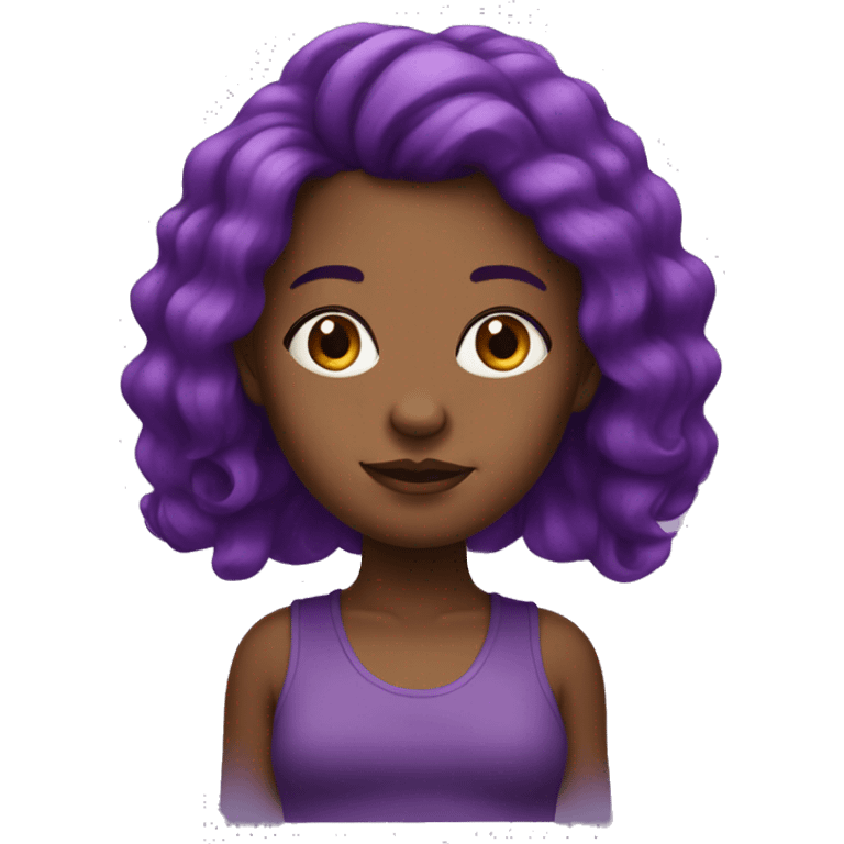 Big head brown girl with purple hair emoji