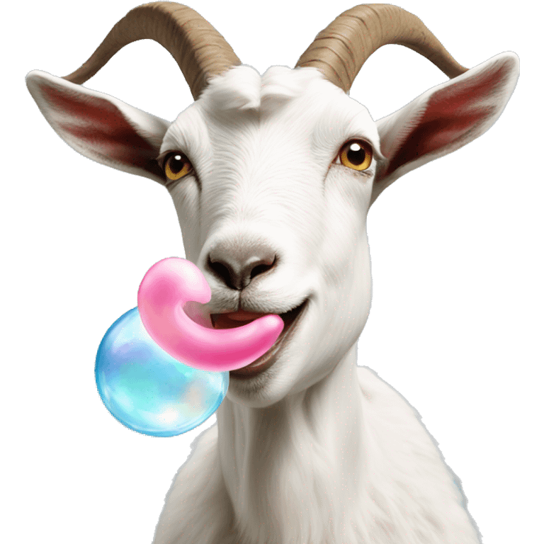 goat blowing a bubble with gum emoji