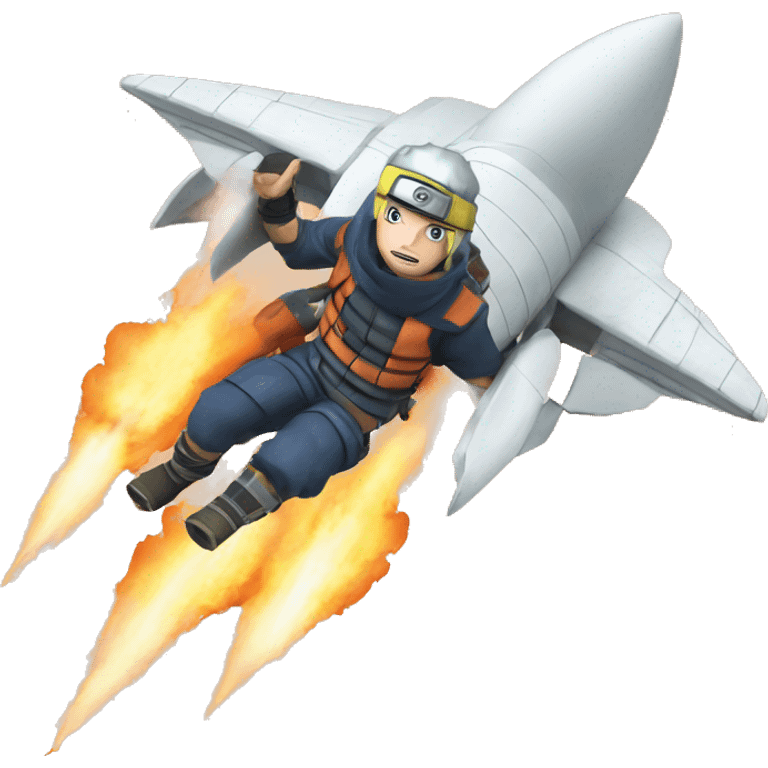 naruto flying using rocket emoji