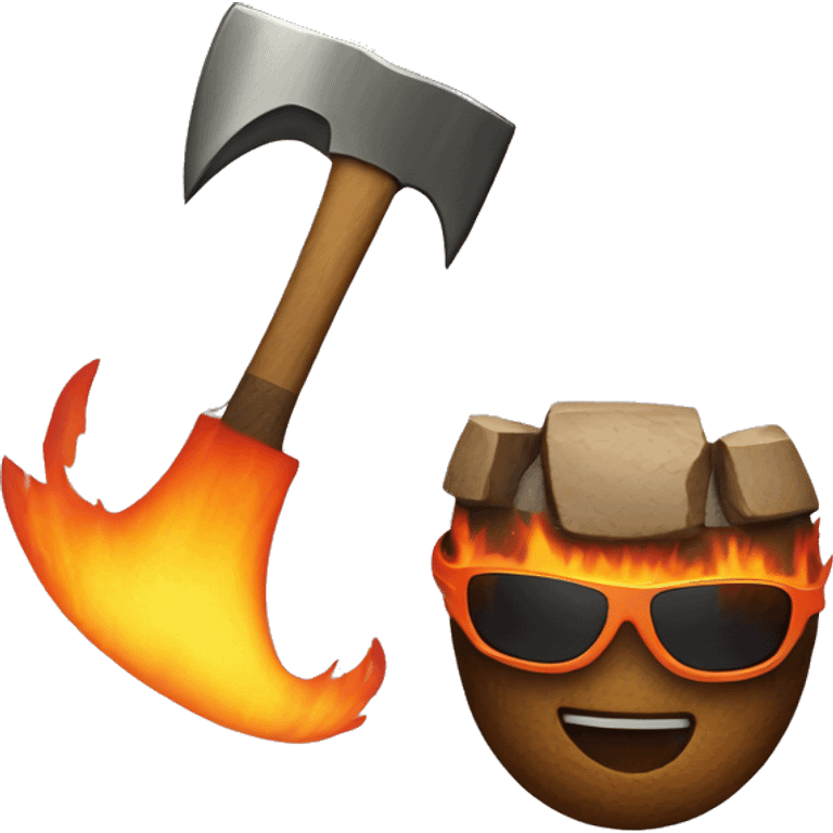 Axe on fire with sunglasses  emoji