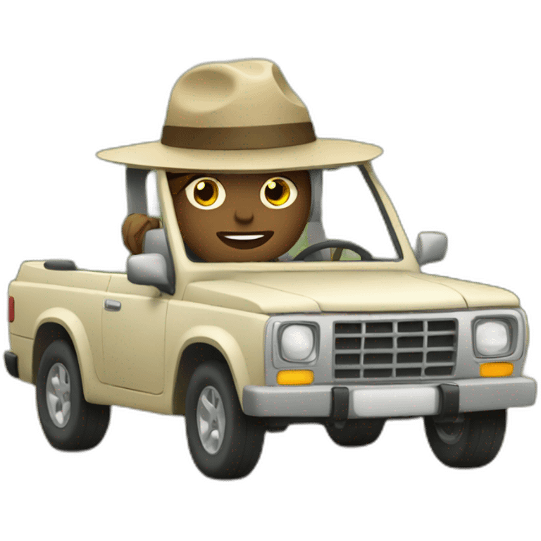 driving a car on safari emoji