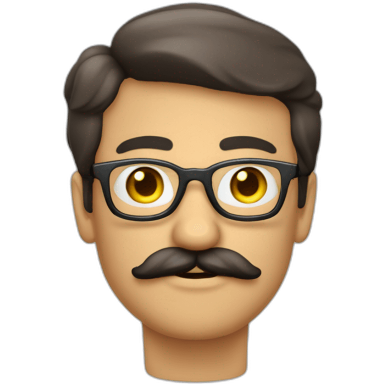 Hombre moreno con lentes redondos y mostacho delgado emoji