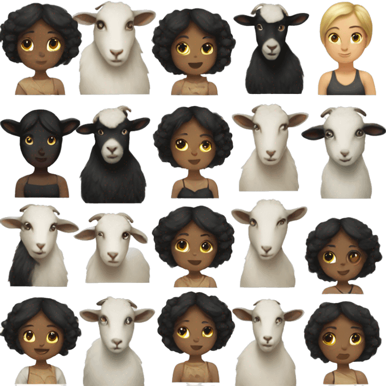 Teenage girl with short black bob in a goat costume emoji