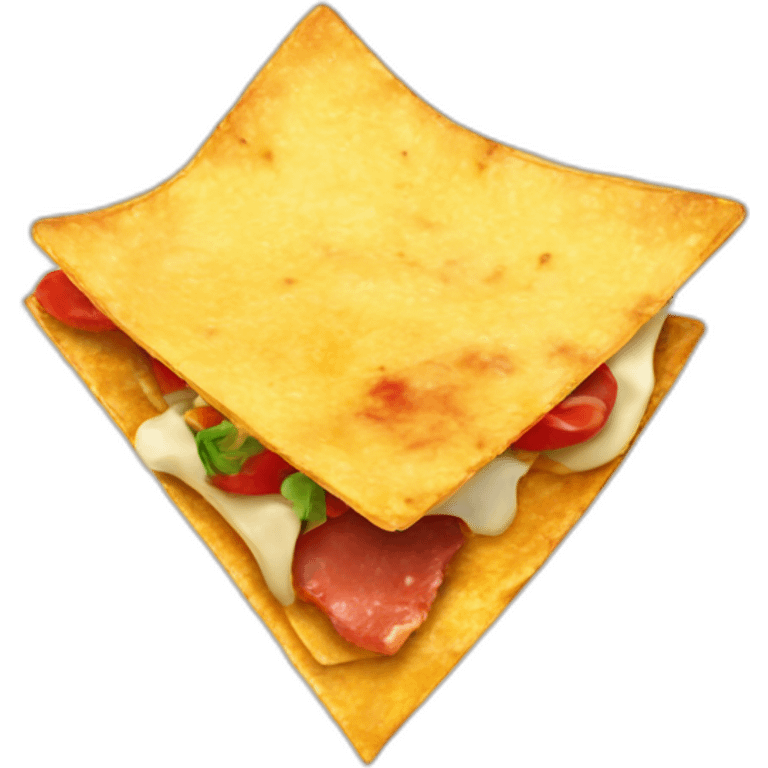 nacho tortilla chip with a little piece of meat on it emoji