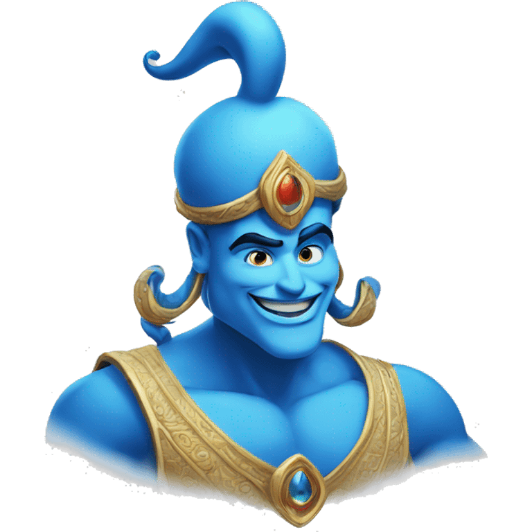 Blue genie from Aladdin white border emoji