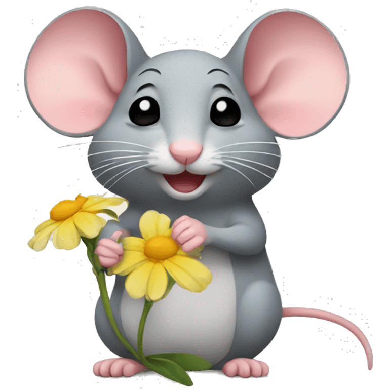 mouse with flower emoji