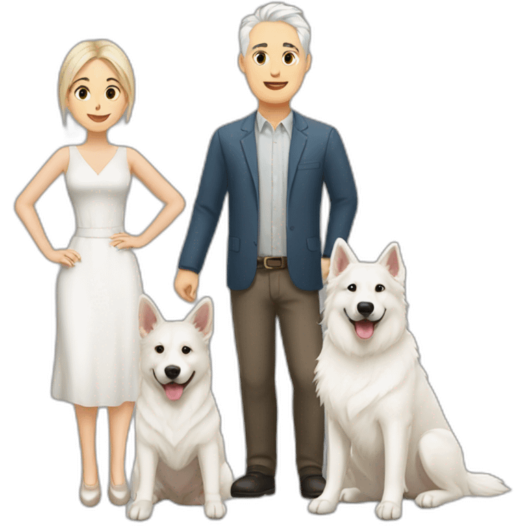 Wife husband and white swiss shepherd emoji