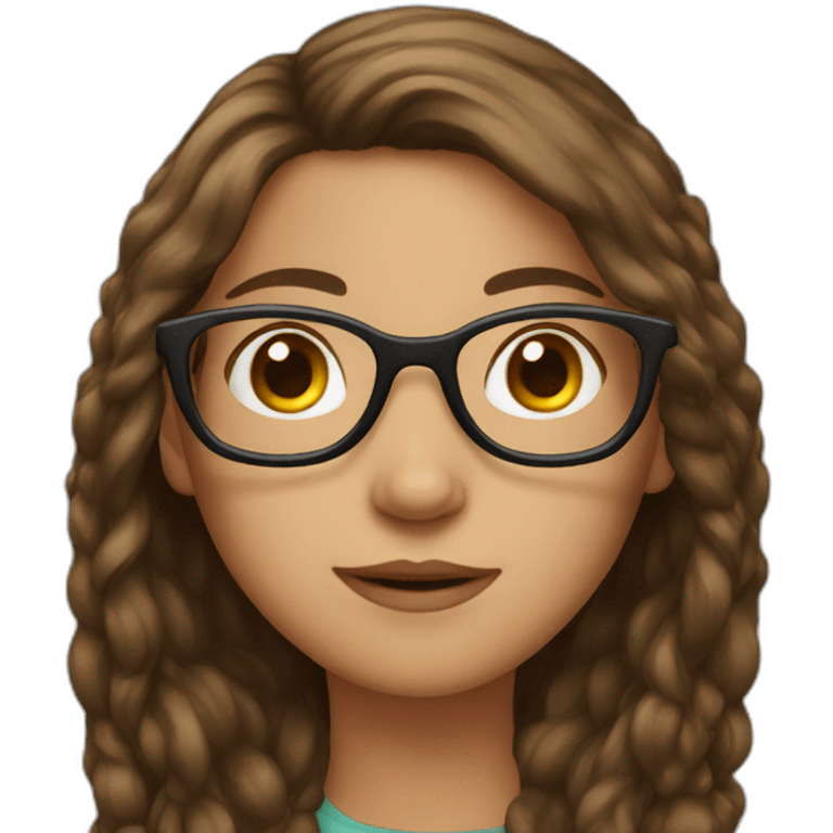 Girl with long brown hair and glasses  emoji