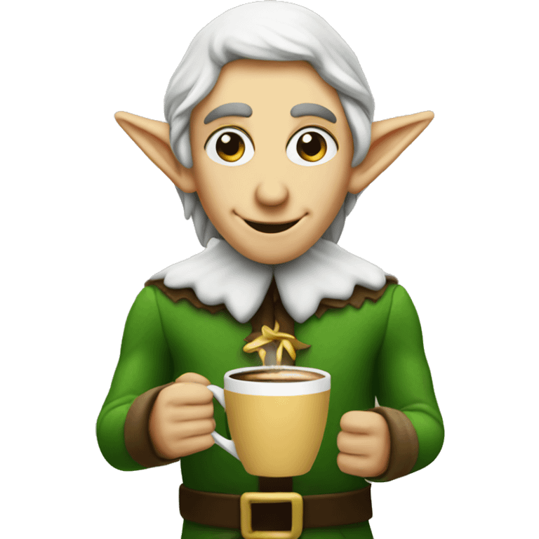 elf drinking a coffee emoji