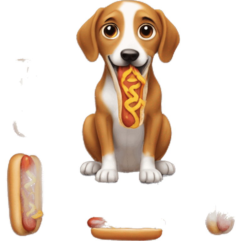 Dog eating hotdog emoji