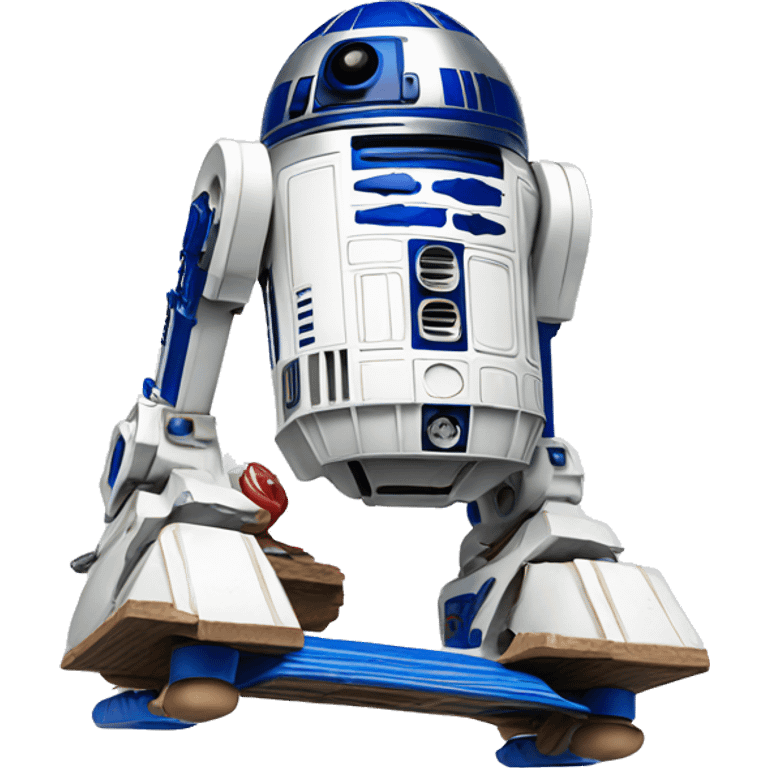 R2D2 doing a kickflip emoji