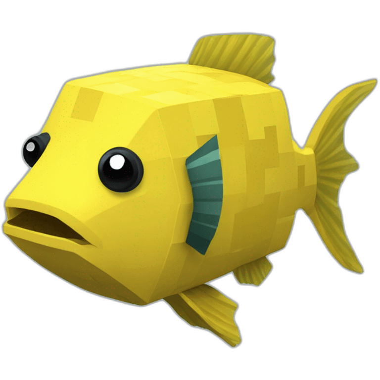 cube yellow fugu fish with two fins and tail in minecraft style full size emoji