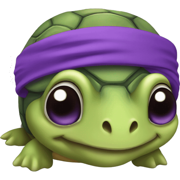 middle age turtle with purple head band emoji