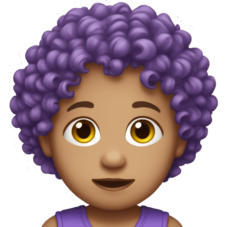 European, purple curly hair, baby, ,boy,earring. emoji