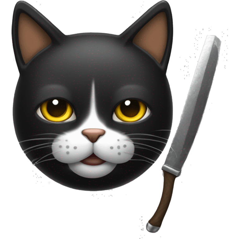 Gato negro con chuchillo en la zarpa emoji