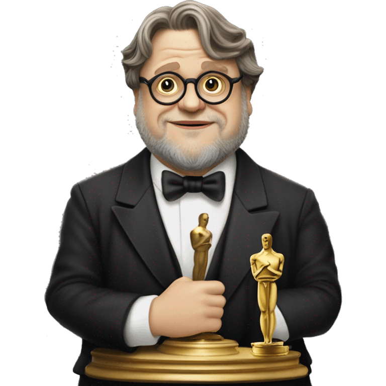 guillermo del toro sosteniendo el oscar emoji