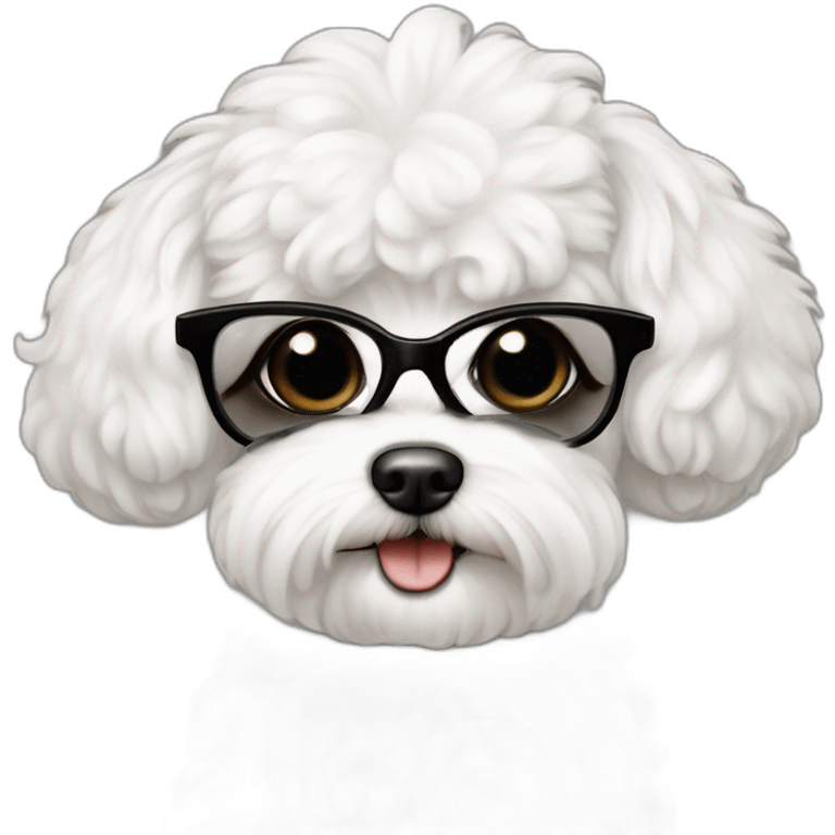 mujer gafas y perro bichon maltés blanco emoji