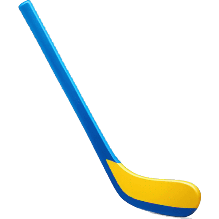 Blue and yellow hockey stick emoji