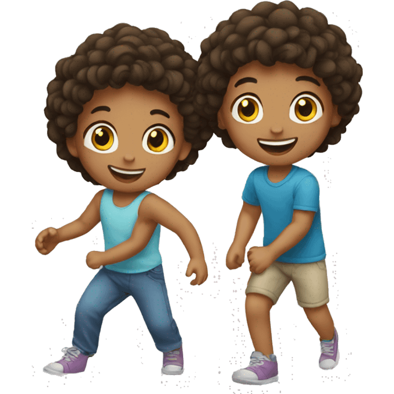 2 kids playing emoji