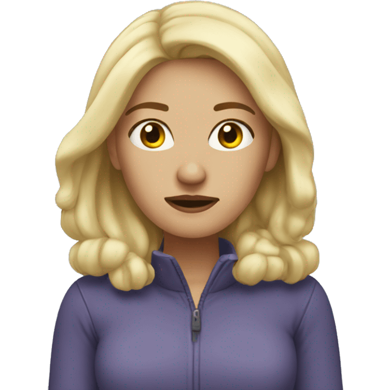 Blonde woman who hates winter emoji