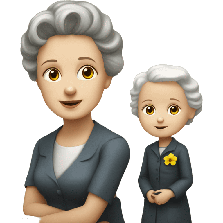 marie curie with little dother irene emoji