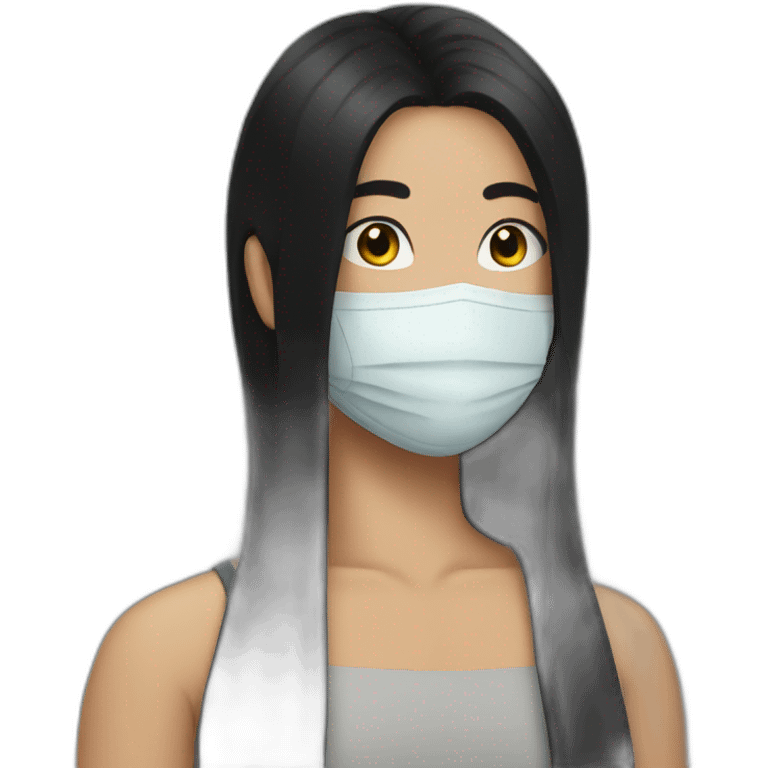 Aman with black hair and wearing a mask emoji