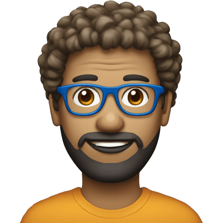 un mec avec les cheveux bouclé et des lunettes bleu  emoji