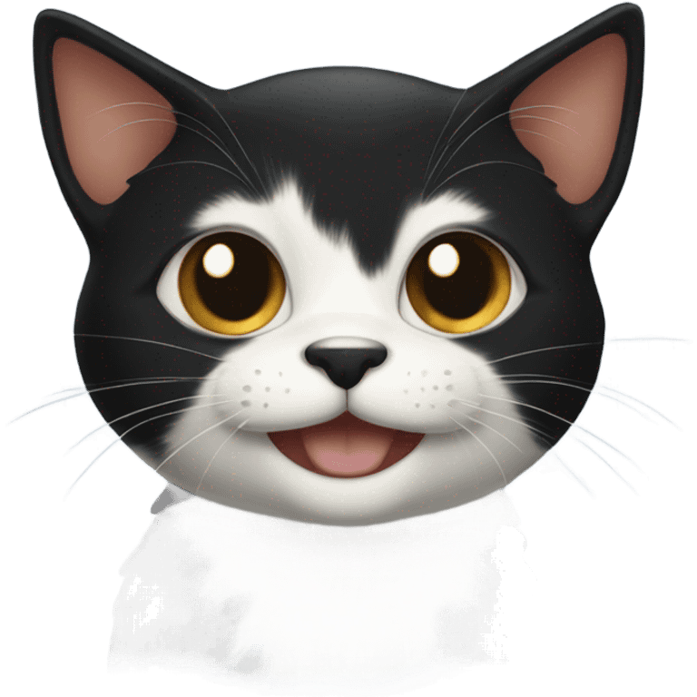 Black Calico cat smiling  emoji