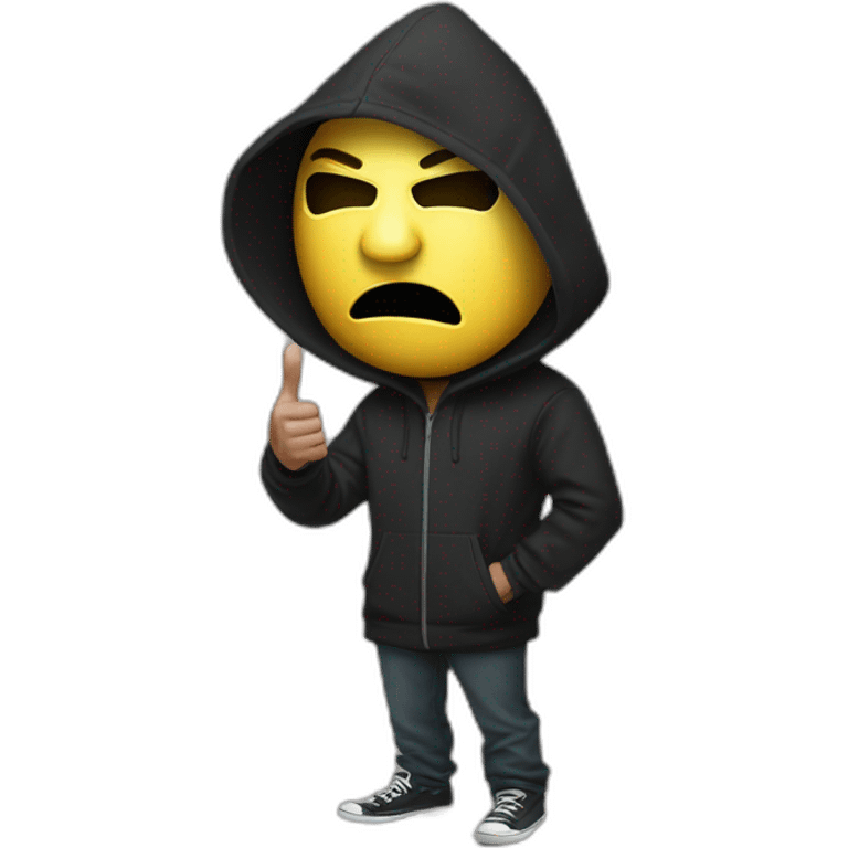 hooded guy wearing guy fawkes mask giving thumbs down emoji