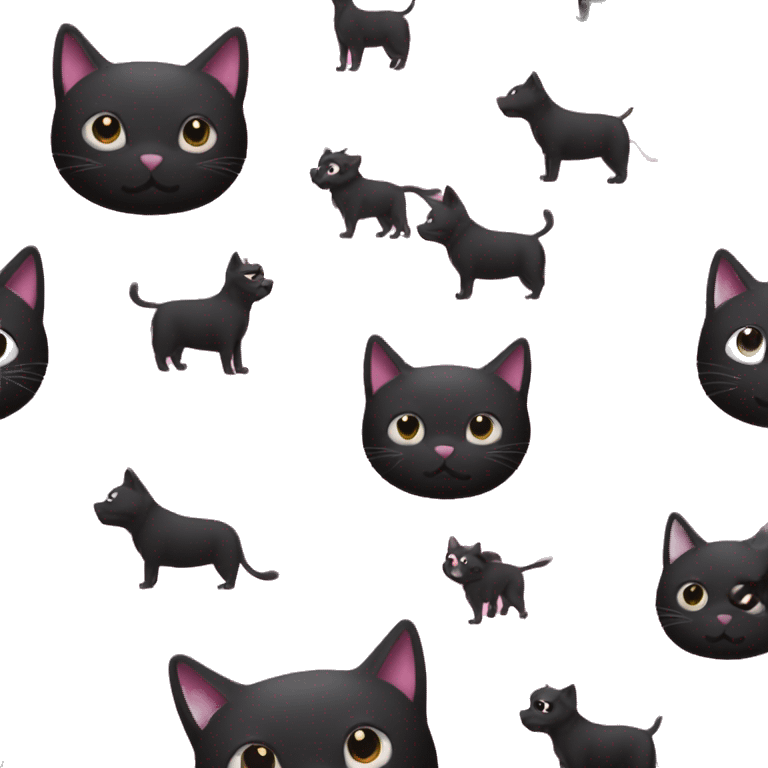 pink cat and black dog emoji