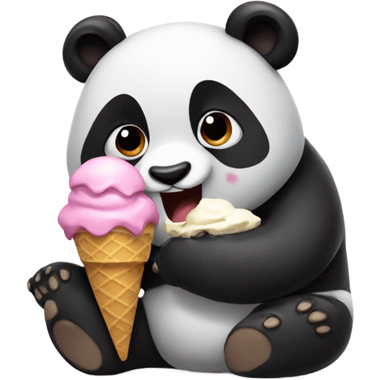 Panda eating ice cream emoji