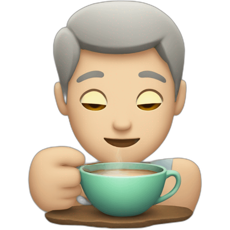 a pebble drinking tea emoji