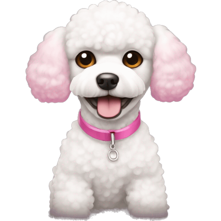 White toy poodle with pink nose emoji