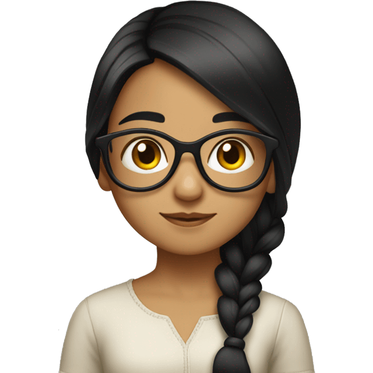 A girl with black hair wearing a glasses with much longer than this one    hair and looks like north eastern indian   emoji