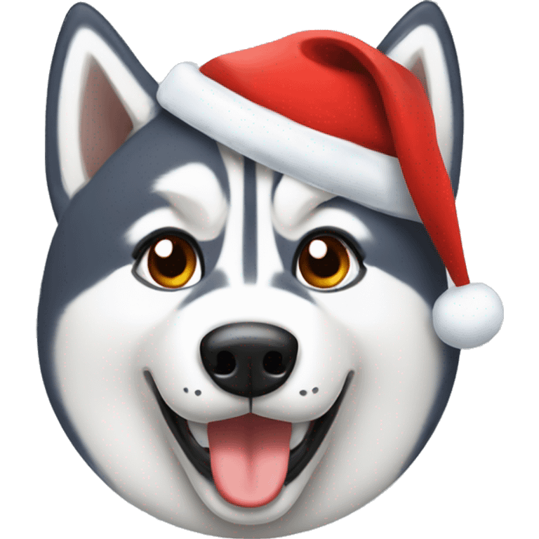 Husky with a Christmas hat  emoji