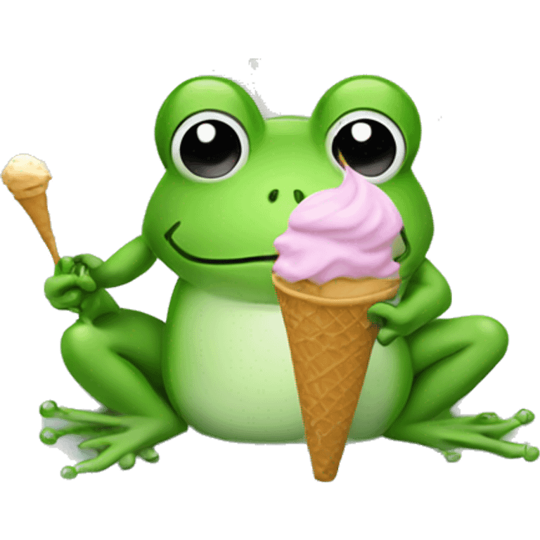 frog eating ice cream in bed emoji