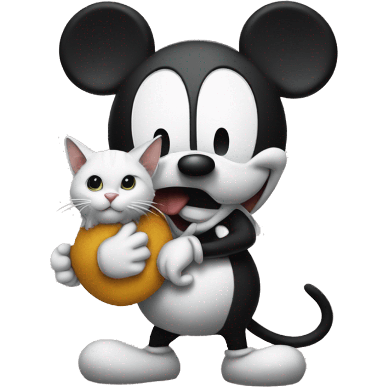 mickey mouse with a cat in his hand emoji