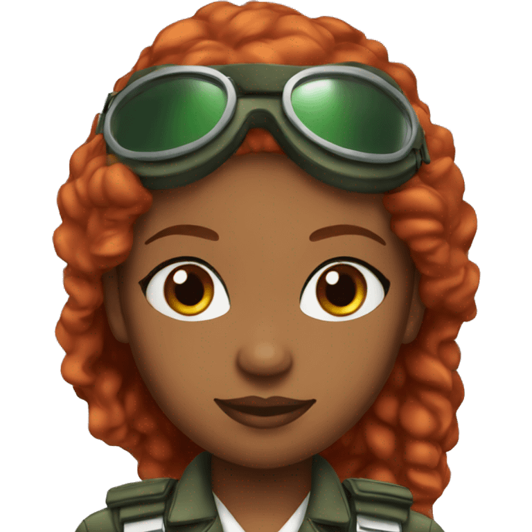 african american woman green eyes air plane pilot with red hair emoji