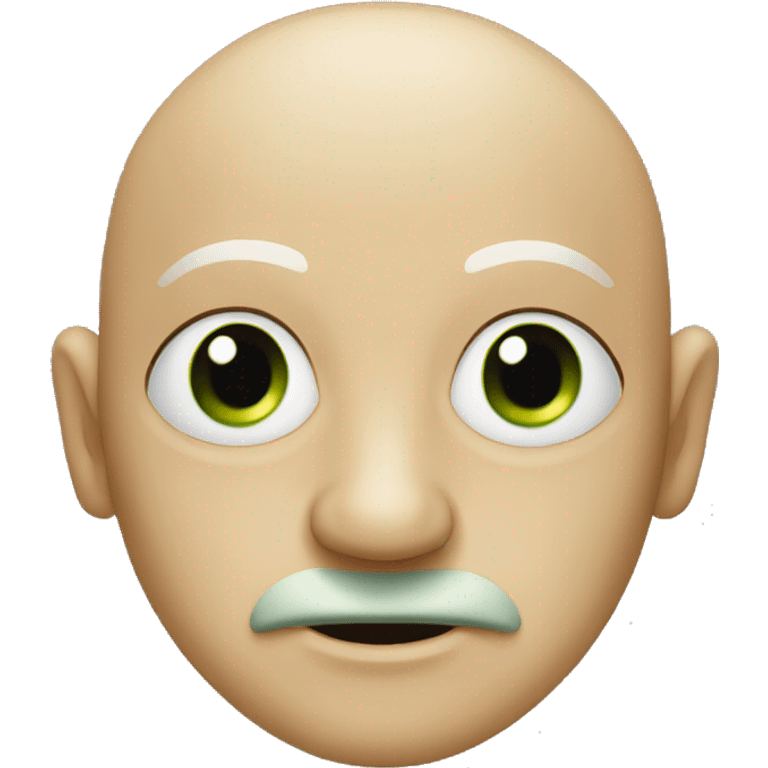 bald green man with giant black oval eyes emoji