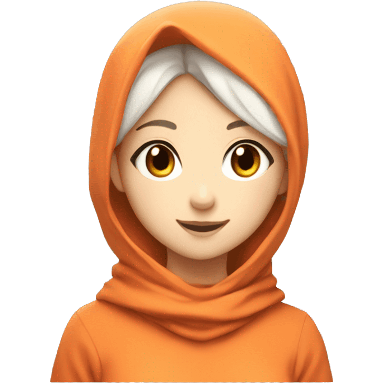 anime girl hijab sweet white skinned peanime female adventurer in orange sweater angles right  emoji