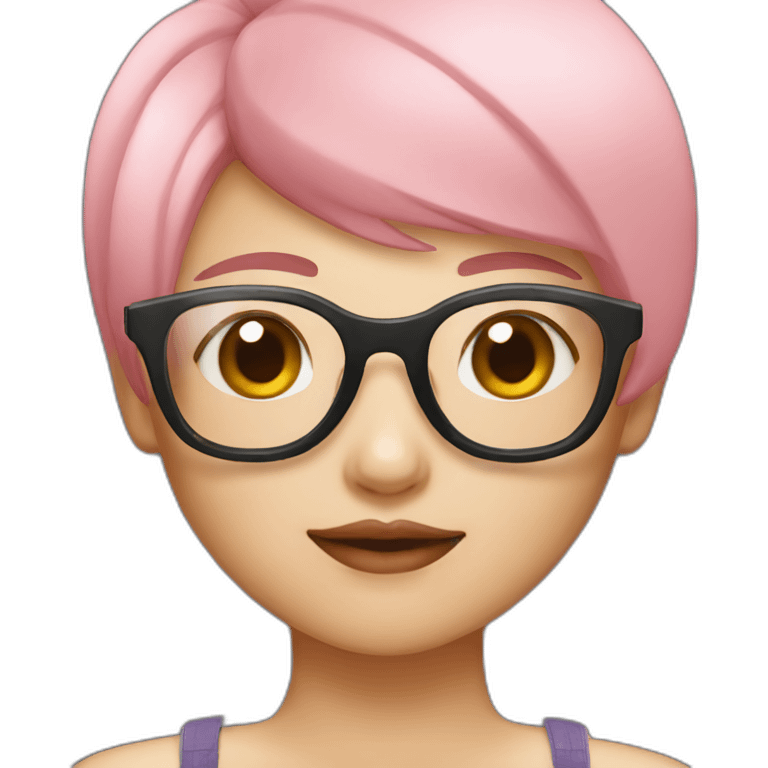 Taiwanese girl with pink short hair and wearing raybon sunglasses emoji