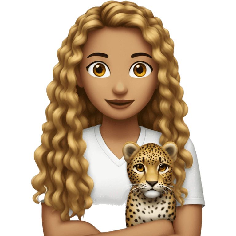 Ragazza capelli castani e leopardo emoji