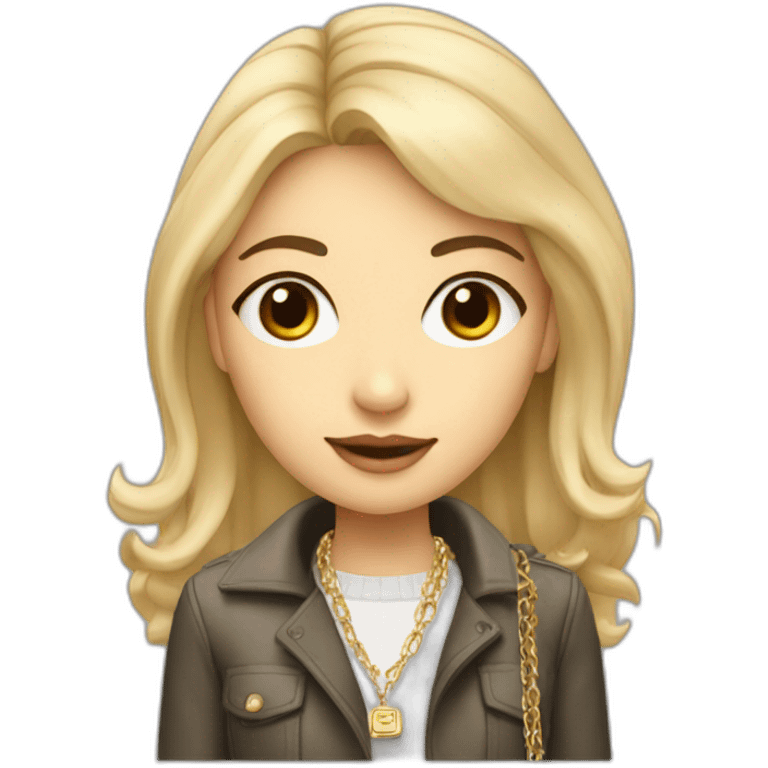 Blonde Asian girl who is a software engineer with Birkin bag and Chanel necklace emoji